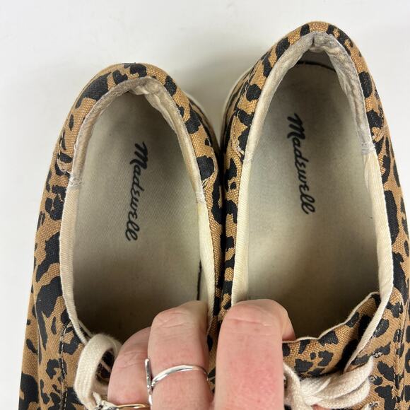 Madewell Sidewalk Low Top Sneaker women's 9 Leopard Print Recycled Canvas shoes - Picture 11 of 12
